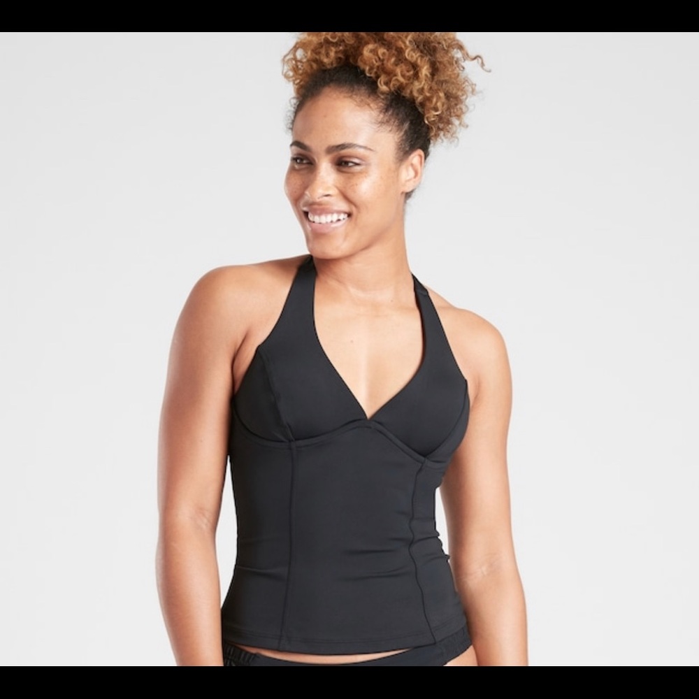 Athleta Sculpted Halter Tankini Black NWT